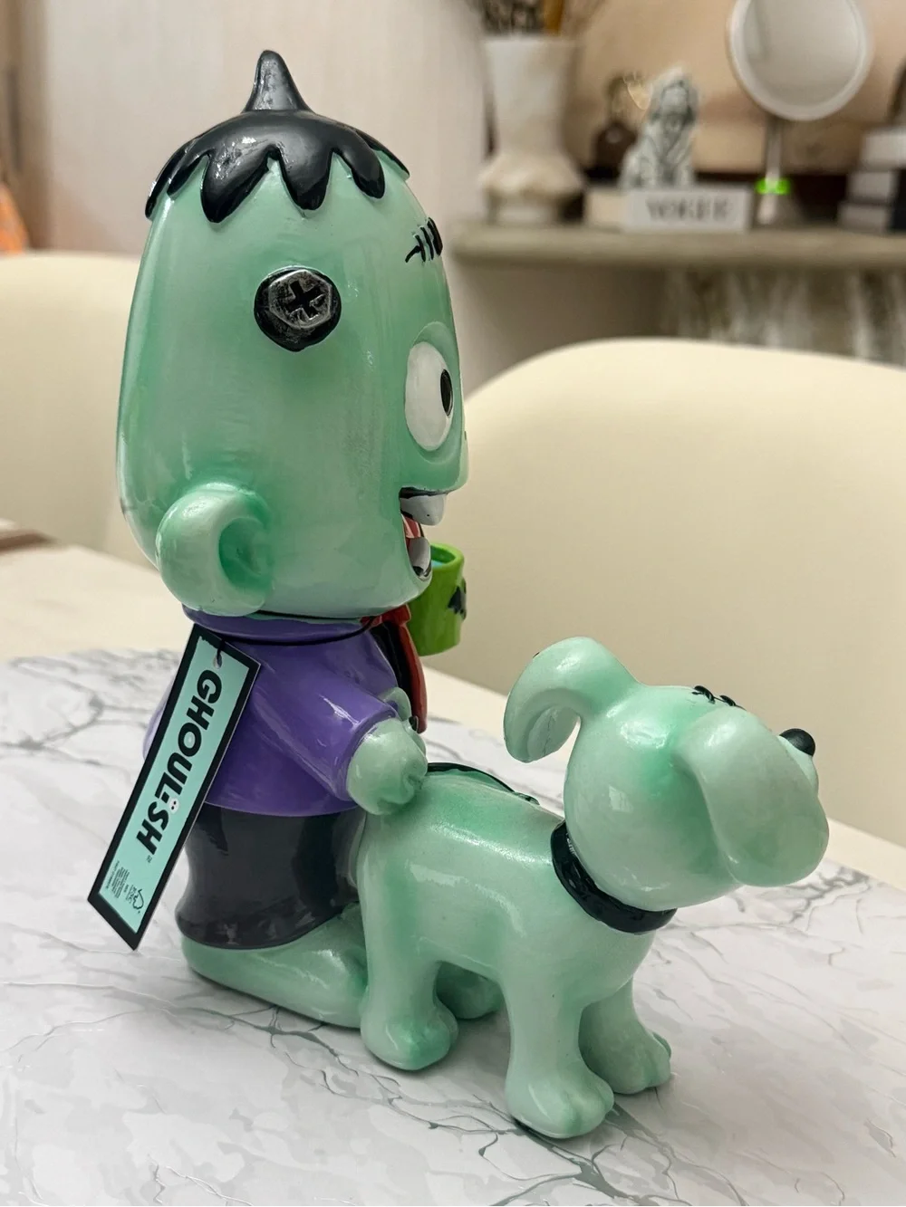 Ghoulish Novelty Frankenstein Dog Halloween 9” Figurine Pets Boy Walking